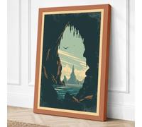 Cave View at Horizon Vintage Canvas Wall Art Print 36x24 Inch