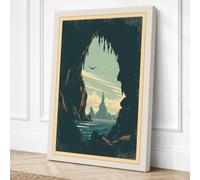 Cave View at Horizon Vintage Canvas Wall Art Print 36x24 Inch