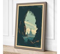 Cave View at Horizon Vintage Canvas Wall Art Print 36x24 Inch