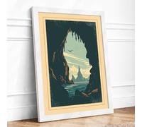 Cave View at Horizon Vintage Framed Wall Art Print A2 White