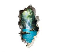 Cave Waterfall 3D Wall Decals, PVC Removable Peel and Stick Wall Stickers, Creates Tranquil Oasis Atmosphere, 11.03"X22.46" Nature Landscape Mural Decor for Living Room Bedroom Classroom