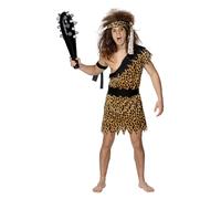 Smiffys Caveman Costume, Brown with Tunic, Headband & Armband, Cavemen & Women Fancy Dress, Caveman Dress Up Costumes