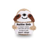 CAVERZ Positive Sloth Gift, Hand Crocheted Cuddly Toy with Motivational Card, Emotional Support Animal for Stress Relief & Mental Health, Pocket Hug Sloth for Self-Love & Patience