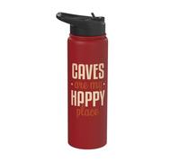 Caves are My Happy Place Spelunking Caving Apparel Stainless Steel Insulated Water Bottle