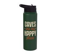 Caves are My Happy Place Spelunking Caving Apparel Stainless Steel Insulated Water Bottle
