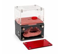 CaveView Small-Ant Nest for New Queens and Small Colonies with Clear Outworld and Long Lasting Humidity System, Approx. 9 x 7 x 11 cm, 3.54 x 2.76 x 4.33 in, 12mm Expansion Port, Red Observation Cover