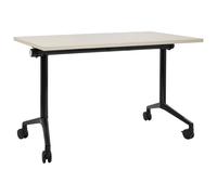 Beliani Foldable Office Desk CAVI Light Brown 120 cm 60 cm with Wheels, Brown