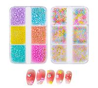 Caviar Beads for Nails,2Boxes 12Grids Macaron Colorful Micro Caviar Beads with Gold Silver Mini Steel Balls,Candy Color Nail Beads Nail Art Accessories for Manicure Design Decorations DIY Crafts
