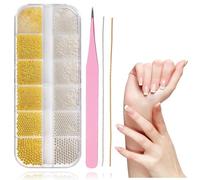 Caviar Beads for Nails,5680 PCS Professional Nail Art Gems and Charms Mix Gold and Silver Caviar Beads Flatback Pearls Rhinestones and Metal Decorations for DIY Manicure Designs