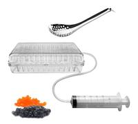 Caviar Maker Kit for Molecular Gastronomy, Includes Box, Tube, Syringe, and Spoon for 96 Caviar Balls, Perfect for Professionals and Home Chefs