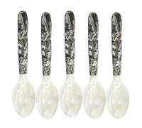 Caviar Spoons - Round Handle, 5 Pieces Mother of Pearl | Caviar Server, Egg Ice Cream Decorative Tool, Natural Shell, Luxury Tasting Utensil, Aperitif, Gourmet Service,