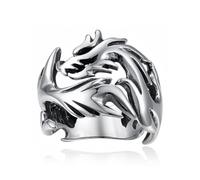 CAVIEA Vintage Gothic Punk Ring for Men, Adjustable Antique Silver Viking Rings,Retro Cool Biker Hip Hop Fashion Jewelry, Metal, No Gemstone