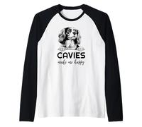 Cavies Make Me Happy | Funny King Charles Spaniel Lover Raglan Baseball Tee