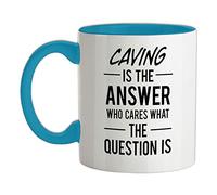 Caving is The Answer Slogan - 11oz - Ceramic Two-Tone Mug for Coffee/Tea - Babyblue/White - One Size