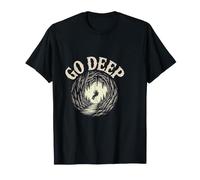 Caving Spelunker Rappelling Into Cave Pit Vertical Drop Art T-Shirt