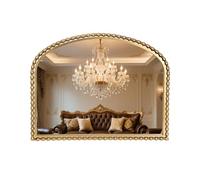 CAVINHOME Wide Arched Bathroom Mirror Vintage- 36"x28"Antique Gold Beaded Mirror Bold Pattern, Large Ornate Decorative Wall Mirrors for Bedroom, Living Room,Entry Way,Fireplace