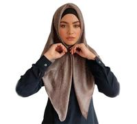 Caviotess Silky Satin Square Hijab Scarf for Women Sparkly Rhinestone Muslim Hijab Head Wrap Bandanas Headscarf, Coffee, One Size