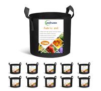 Cavisoo 10-Pack 3 Gallon Plant Grow Bags, Heavy Duty 300G Thickened Non-Woven Aeration Fabric Pots with Reinforced Handles