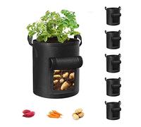 Cavisoo 5-Pack 10 Gallon Potato Grow Bags, Garden Planting Bag with Durable Handle, Thickened Nonwoven Fabric Pots for Tomato, Vegetable and Fruits