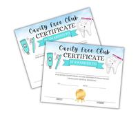 Cavity Free Club Dental Visit Certificate 30pk 8.5x11” First Trip to Dentist Teeth Cleaning Achievement Hygiene Award Patient Goody Bag Office Coordinator
