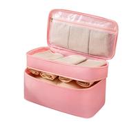 CAVIVIUK Travel Toiletry Bag for Women,Bra Organizer Underwear Storage Bag for Cosmetics,Toiletries,Hotel,Home,Bathroom,Airplane (Pink)