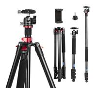 CAVIX 79" Camera Tripod, 2-in-1 Aluminum Alloy Tripod for Camera and Phone, Foldable Travel Tripod with 360° Ball Head and Phone Holder, Max Load 22 lbs/10kg for DSLR Camcorder Video Photography
