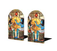 Cavizow Egyptian Papyrus Egypt Decorative Bookends for Shelves Heavy Books 2 Pcs Non Slip Wood Book Ends Stoppers for Kids Room Home Office School Desk Kitchen