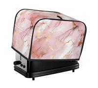 Cavizow Pink Rose Gold Marble Print Toaster Cover 2 Slice Wide Slot Dustproof Waterproof Kitchen Appliance Covers with Hanging Loop Bread Baker Toaster Protector