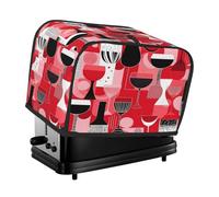 Cavizow Red Pink Wine Glass Pattern Toaster Cover 2 Slice Wide Slot Dustproof Waterproof Kitchen Appliance Covers with Hanging Loop Bread Baker Toaster Protector