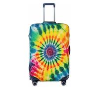 Cavizow Retro Tie Dye Rainbow Swirl Travel Luggage Cover Elastic Suitcase Covers Washable Anti Scratch Luggage Covers S-XL, Multicolor, M (Fits 22-24 in Luggage)