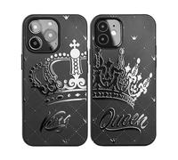 Cavka Black Matching Phone Case compatible with - iPhone 16 Plus - for Couples Girlfriend Boyfriend King and Queen Wedding Anniversary His Hers Unique Crown Valentine's Day Gift for Him Her Engagement