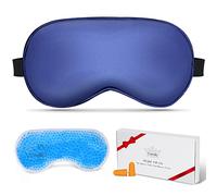 Cavoilu Silk Eye Mask for Sleeping Gel Eye Masks For Dark Circles And Puffiness, Cooling & Heated Eye Mask Warm Compress For Dry Eye, Stain Eye Pillow Covers Travel Blackout Sleep Mask For Women Gift