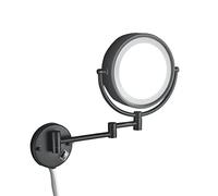 Cavoli 8.5 Inch Wall Makeup Mirror with 3 Tones LED Lights,Double Sided Vanity Mirror for Bathroom 10X Magnification,Plug Powered (Black/10X)