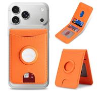Cavor Compatible with MagSafe Wallet with Airtag Holder, Magnetic Airtag Wallet for iPhone 17/16/15/14/13/12 Series, Magnetic Card Holder with Stand,Mag safe Phone Card Holder-Orange