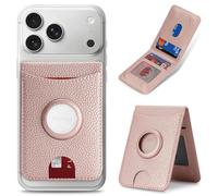 Cavor Compatible with MagSafe Wallet with Airtag Holder, Magnetic Airtag Wallet for iPhone 17/16/15/14/13/12 Series, Magnetic Card Holder with Stand,Mag safe Phone Card Holder-Rose Gold