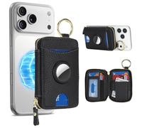 Cavor Compatible with MagSafe Wallet with Airtag Holder, Magnetic Airtag Wallet for iPhone 17/16/15/14/13/12 Series, Magnetic Phone Card Holder with Stand and Keychain Ring-Black
