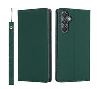 Cavor Phone Case compatible with Samsung Galaxy A54 5G,Genuine Leather Flip Wallet Case,[3 Card Holder][Magnetic][RFID-Blocking][Lanyard],Protective Case Cover - Dark Green