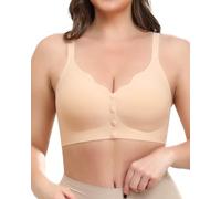 Cavotor Front Button Jelly Bra Non Wired Seamless Comfort | Convenient Closure Seamless Padded Support Bralette for Seniors, Pregnant & Sports