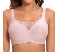 Cavotor Jelly Bras for Women Non Wired Comfort Support Gel Bra Seamless Lace Wireless T Shirt Soft Push Up Bralettes with Extender (Pink,2XL)