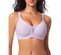 Cavotor Jelly Bras for Women Non Wired Comfort Support Gel Bra Seamless Lace Wireless T Shirt Soft Push Up Bralettes with Extender ((Deep V) Purple,S)