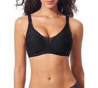 Cavotor Jelly Bras for Women Non Wired Comfort Support Gel Bra Seamless Lace Wireless T Shirt Soft Push Up Bralettes with Extender ((Deep V) Black,3XL)