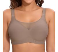 Cavotor Non Wired Bras for Women Seamless Push Up Bra T Shirt Soft Comfort Support Bras for Saggy Breasts Lace Wireless Bralettes with Bra Extender (Coffee,L)