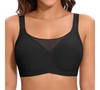 Cavotor Non Wired Bras for Women Seamless Push Up Bra T Shirt Soft Comfort Support Bras for Saggy Breasts Lace Wireless Bralettes with Bra Extender (Black,L)