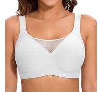 Cavotor Non Wired Bras for Women Seamless Push Up Bra T Shirt Soft Comfort Support Bras for Saggy Breasts Lace Wireless Bralettes with Bra Extender (White,M)