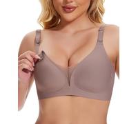Cavotor Nursing Bras for Women Wireless Comfort Support Maternity Bra for Pregnancy & Breastfeeding Seamless Padded Lace Bralette with Extra Extender (Coffee,2XL)