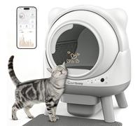 Cavrtbany Automatic Litter Box, Self Cleaning Litter Box, Cat Litter Robot for Multiple Cats, with Smart APP Control and Health Monitoring, Safety Sensors, with Trash Bags, White & Grey