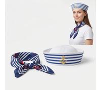 CavspkArt 1 Set Sailor Hat with Scarf, Polyester Material Sailor Hat Conan Gray, 50cm (19.7inch) Scarf, Adjustable Velcro Design for Sailor Hats