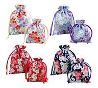CavspkArt 12 Pcs Silk Brocade Drawstring Jewelry Pouch,6 Styles Large and Small Sizes Chinese Silk Jewelrys Gift Bag,Embroidered Drawstring Pouch Bags,Jewelry Purse Gift Bags for Women,Girls (B style)