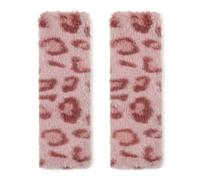 CavspkArt 2 Pack Pink Leopard Seat Belt Covers, Plush Car Pads | Faux rabbit fur, hook-loop, 26x8cm, shoulder strap pad, for car backpack luggage