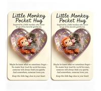 CavspkArt 2Pcs Little Monkey Pocket Hug Acrylic Heart Keepsake with Message Card, Cute Animal Hug Gift for Friends & Family, Encouragement Present for Birthdays, Anxiety Relief, Special Occasions